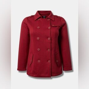 Torrid Fleece Women's Burgundy Pea Coat